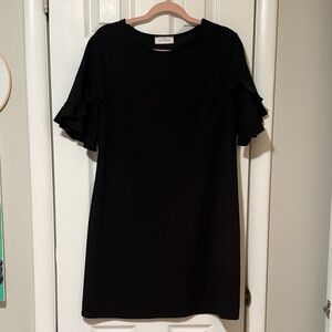 Ces Femme Black Ruffle Sleeve Shift Dress